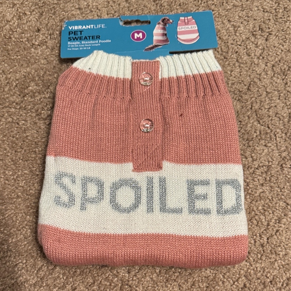 Vibrant Striped Dog Sweater in Pink and Cream
